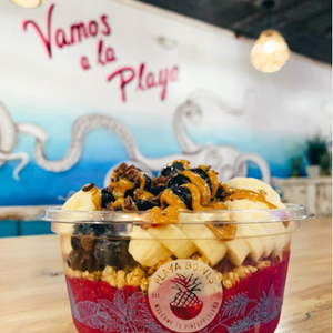 Pitaya Bowl Topped With Fruit And Pb