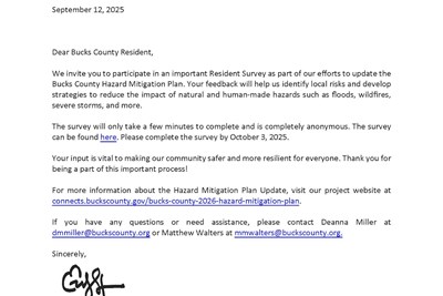 Bucks County Hazard Mitigation Plan Resident Survey