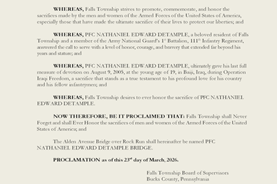 Falls Presents Proclamations for Fallen Veteran, Longtime Firefighter